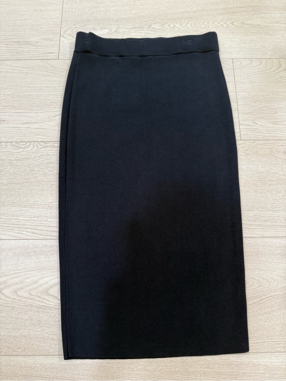 Open Edit Black Ribbed Knit Midi Maxi Skirt Size Large Minimalist
